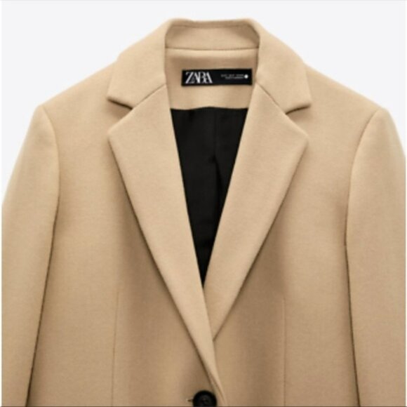 ZARA Camel Italian Wool Menswear Style Coat Jacket Small NWT NEW Blogger Fav - Picture 7 of 16